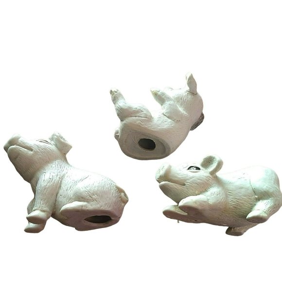 Vintage Pigs Ceramic Pottery Yard Outdoor Plant Figurines About 5" Long Set of 3 - Picture 3 of 7